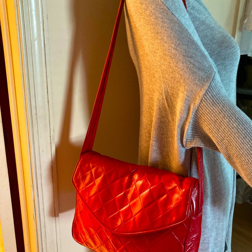 Chanel Quilted Multi Strand red shoulder bag